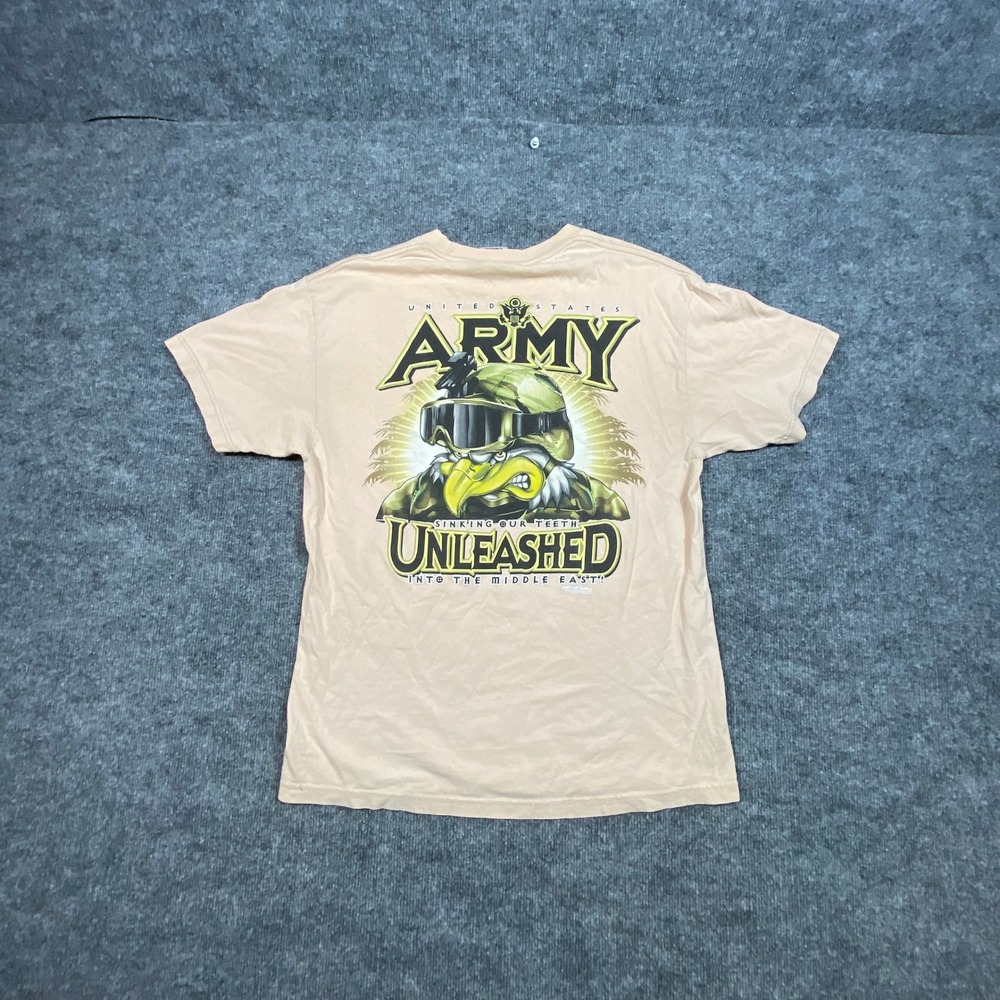 7.62 Design US Army Unleashed Middle East Operations Tan T-Shirt Mens Large 2007